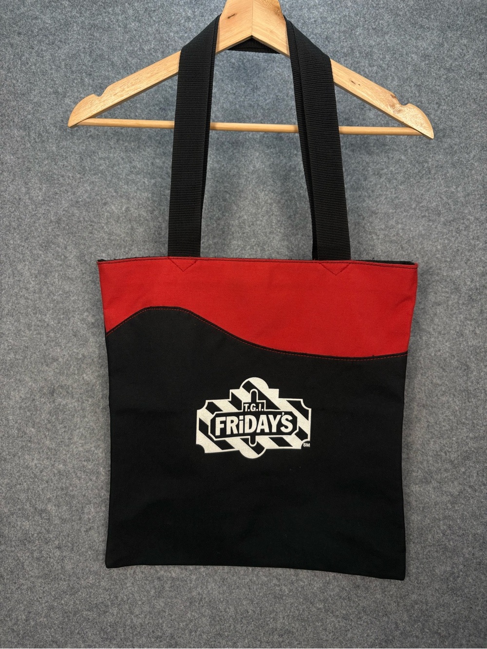 TGI Fridays Logo Reusable Tote Bag Red Black Grocery Work Shoulder Bag